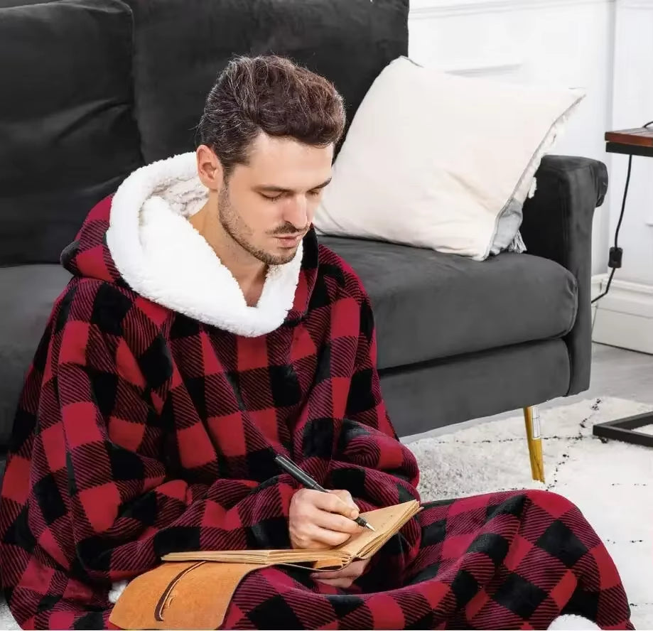 Pull Plaid Oversize Ultra-Doux – Sweat Blanket Hiver Confort XXL