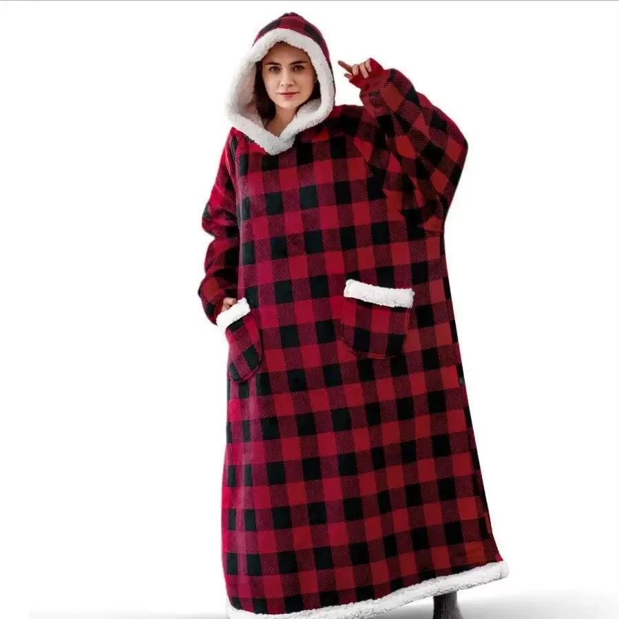 Pull Plaid Oversize Ultra-Doux – Sweat Blanket Hiver Confort XXL